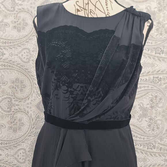 Elie Tahari Velvet burnout lace pattern black Whimsigoth witchy Fairy grunge - Picture 7 of 8